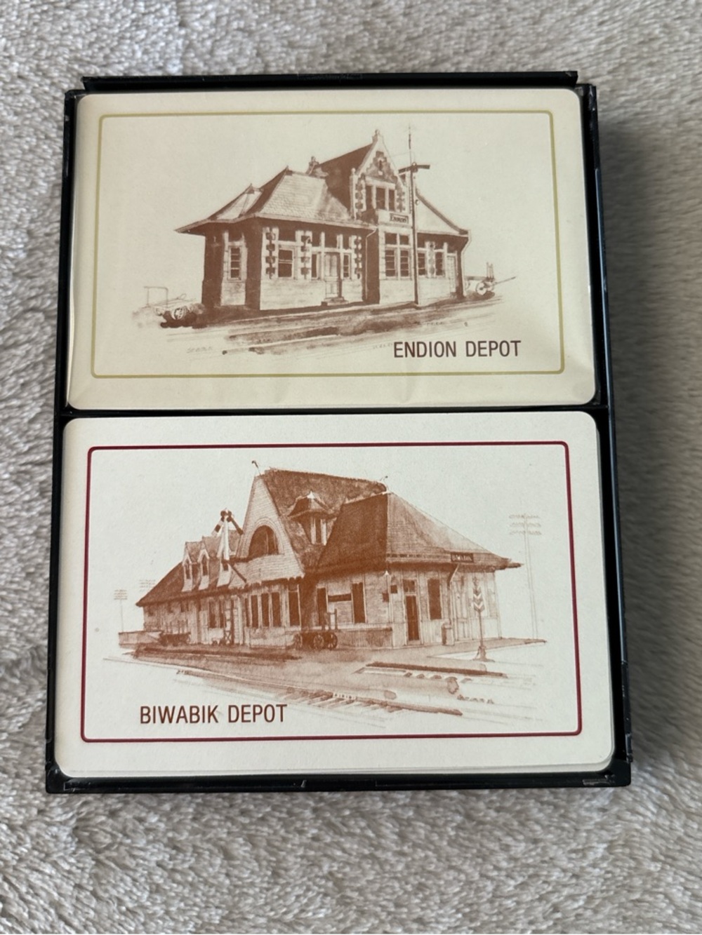 Vintage Original 2-deck set Endion & Biwabik Railroad Depots Playing cards